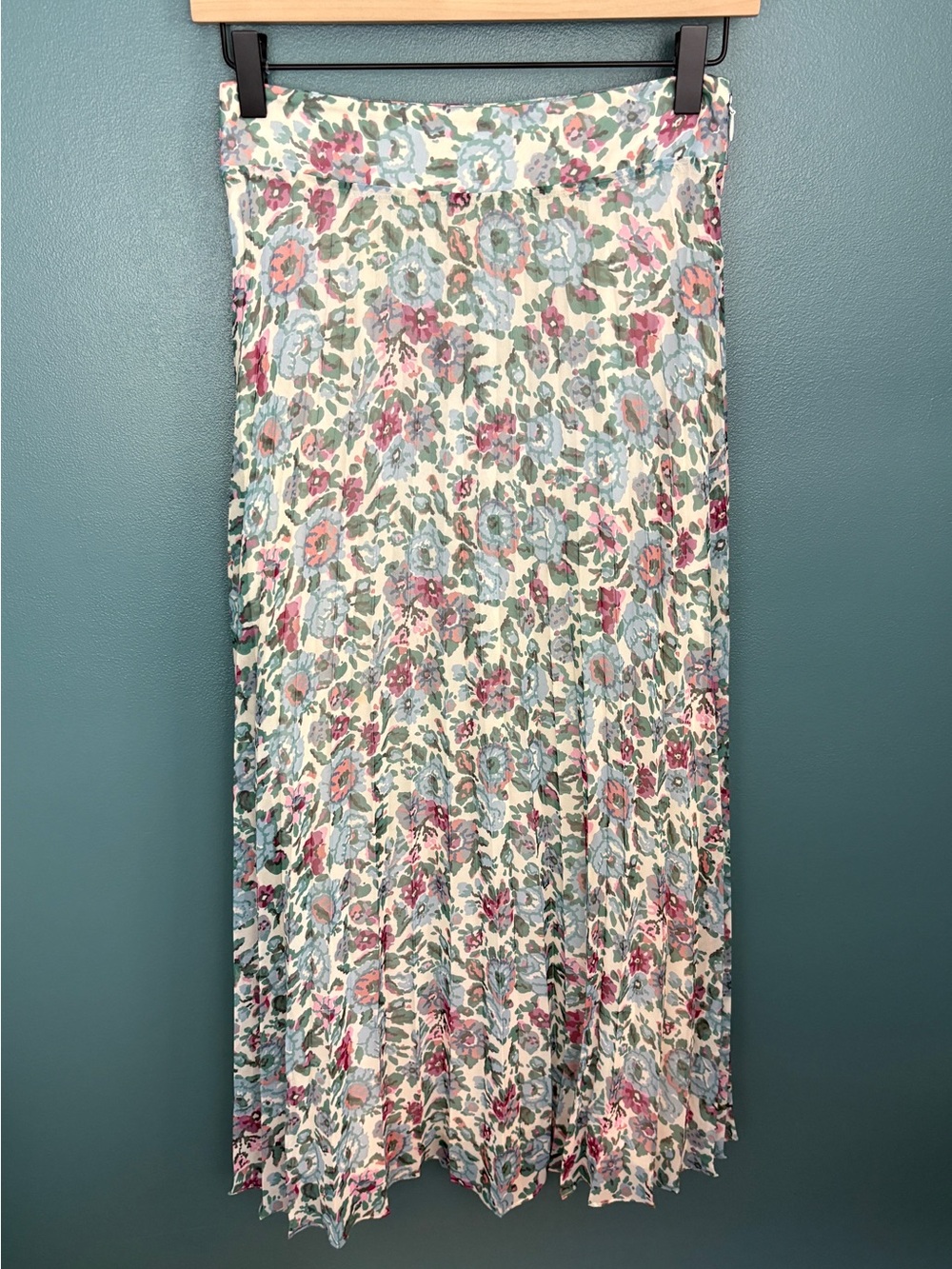 Sézane Women’s Dune Floral Maja Pleated Midi Skirt Size 34 (2) - Picture 2 of 8